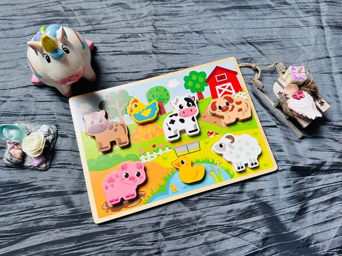 Puzzle en bois Animaux de la Ferme - Éveil Bébé