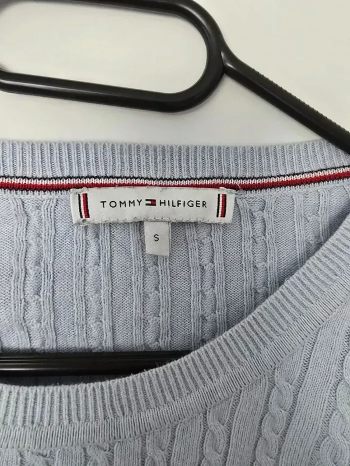 Pulle en maille bleu ciel tommy hilfiger - photo numéro 4