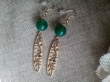 Boucles d'oreilles agate verte en pierres naturelles