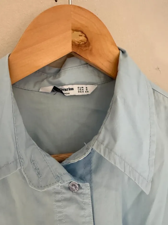 Chemise bleue longue Stradivarius - photo numéro 4