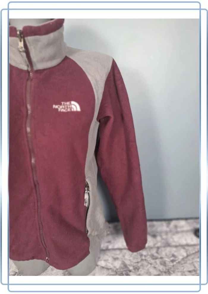 Veste polaire full zip the north face femme / taille S / gris et bordeaux / logo brodé - photo numéro 5
