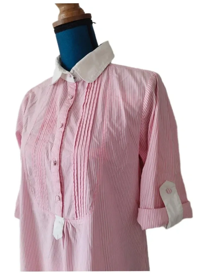 Robe chemise tunique rayée rose et blanche - Pink Crush - photo numéro 7