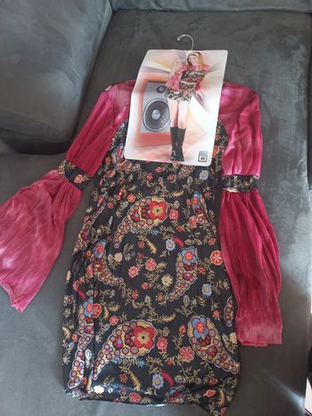 Déguisement adulte robe bandeau ceinture hippie taille M