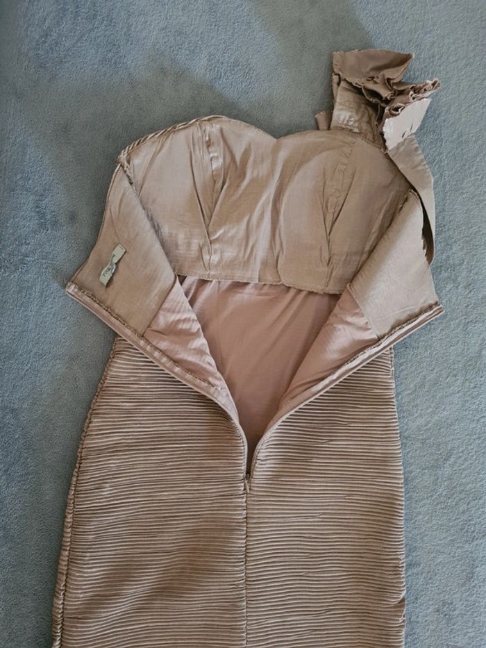 Robe plissé pour occasion beige - photo numéro 6