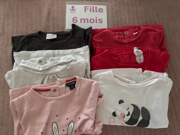 Lot de 6 t-shirts manches longues 6 mois