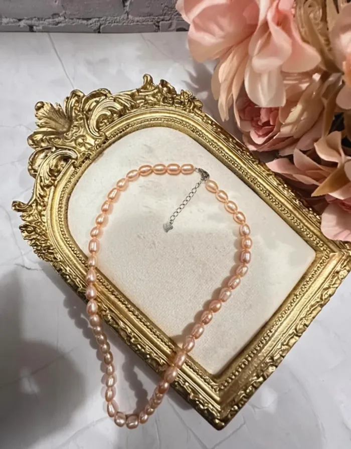 Collier en véritables perles roses – fermoir en argent 925 - photo numéro 3