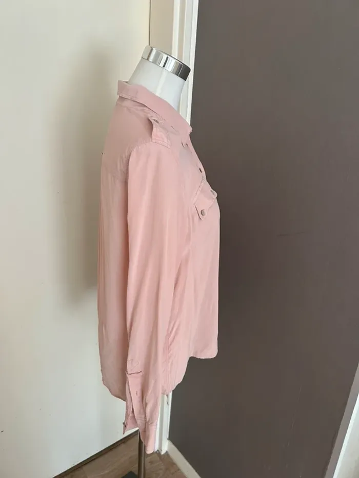 Gerard Darel, top haut blouse chemise  rose soie , femme, taille 38 - photo numéro 5