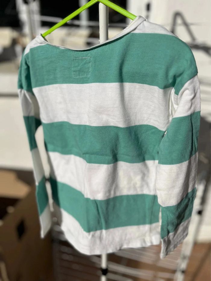 T shirt manche longue rayure blanc vert 5 ans - photo numéro 2