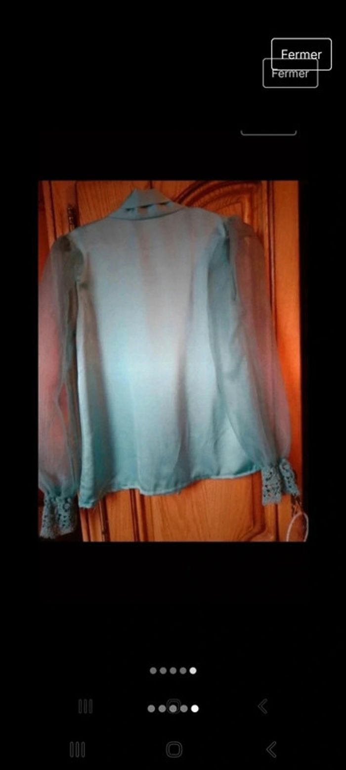 Blouse satinée avec manches en voiles et dentelles - photo numéro 5