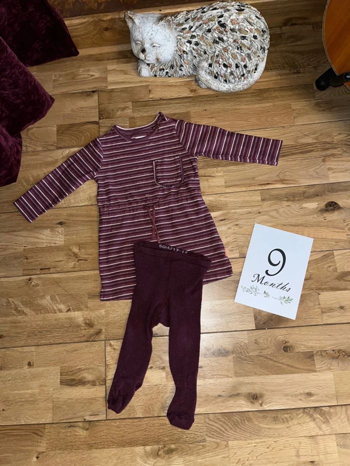 Bel ensemble robe et collants noppies tao très bon état 6-9 mois