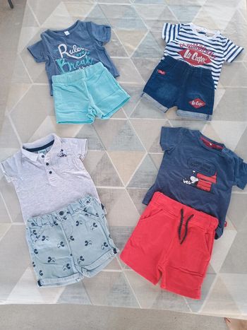 Lot de 4 ensemble Tee-shirts/shorts garçon 9 mois