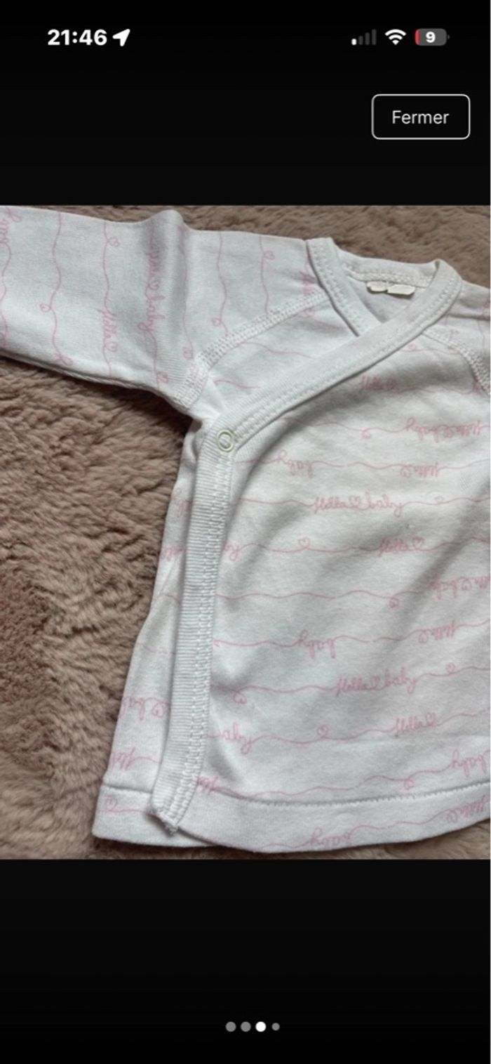 Pull bébé mixte 1 mois blanc croisé ouverture devant 👶 bon état - photo numéro 3