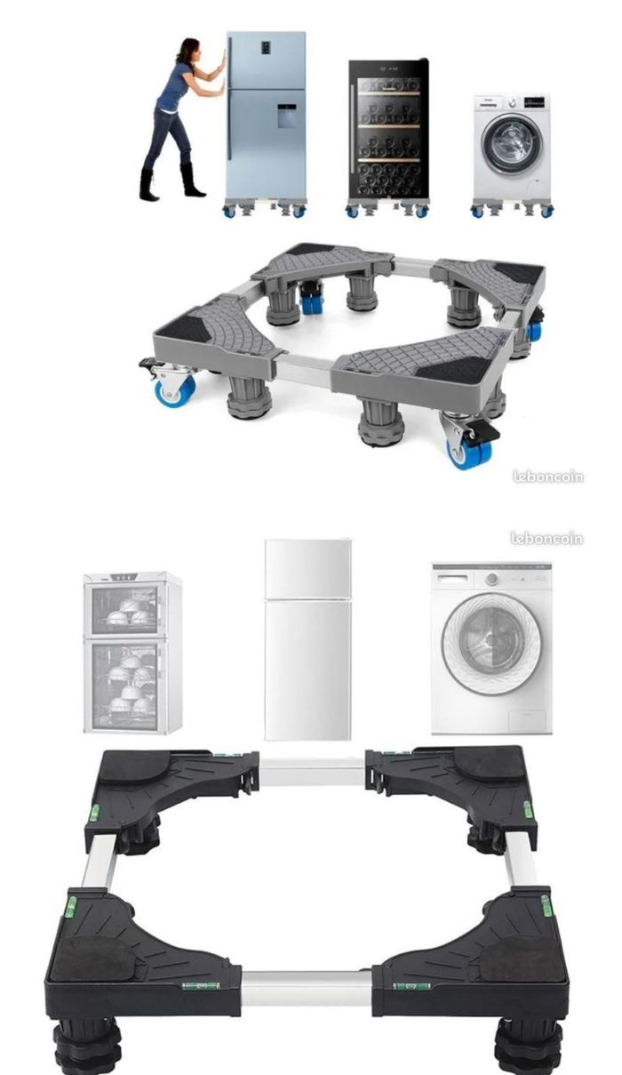 Support Machine à Laver Réglable 41cm-66cm avec 4 Roues