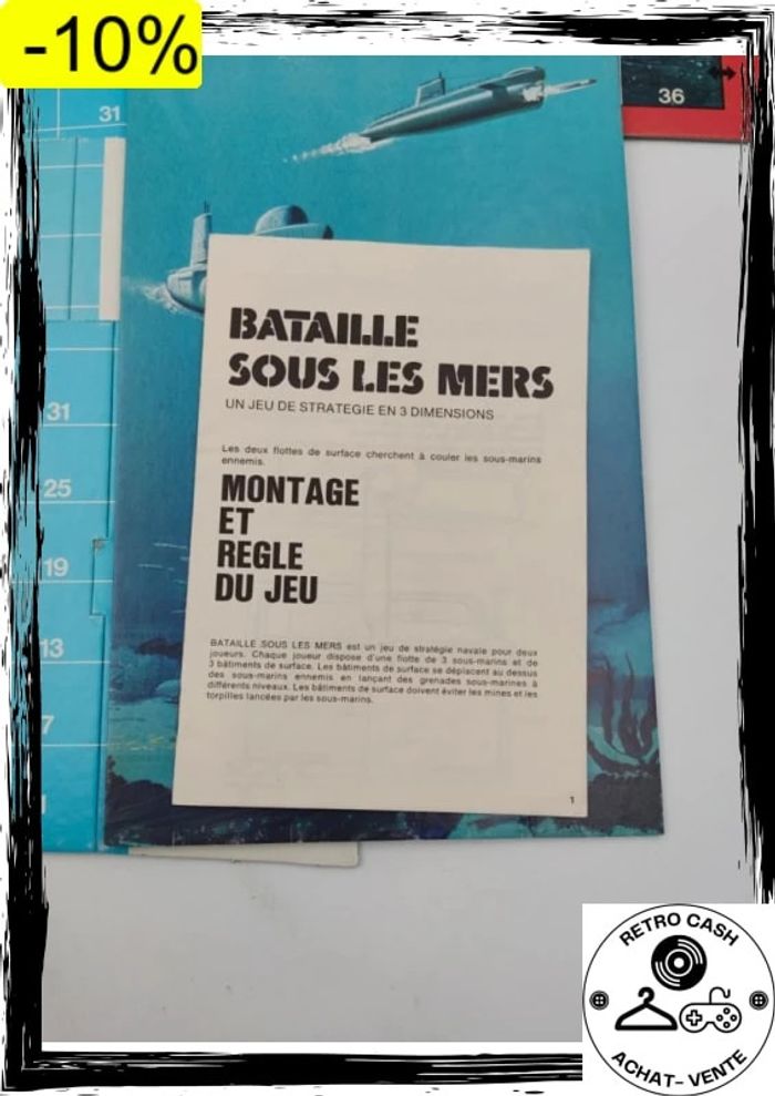 Ancien jeu Bataille sous les mers 70's Stratégie 3D bataille navale semble complet - photo numéro 4