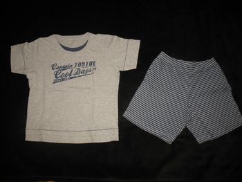 PYJAMA SHORT GRIS ET BLEU GARÇON "CAPTAIN TORTUE" - 5 / 6 ANS - n°01