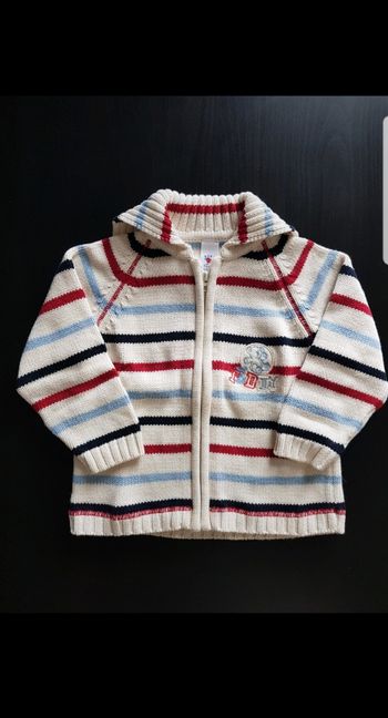 Gilet zippé à rayures enfant garçon 24 mois