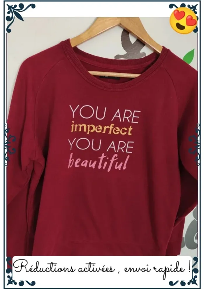 Pull bordeau You are beautiful - photo numéro 2