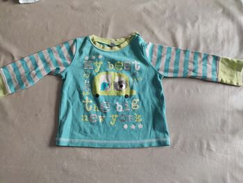 Tee shirt manches longues turquoise 24 mois