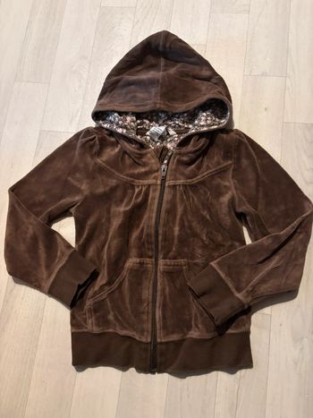 Veste marron en velours 5/6 ans h&m intérieur motifs fleurs