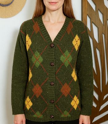 Cardigan jacquard vert taille L - Vintage