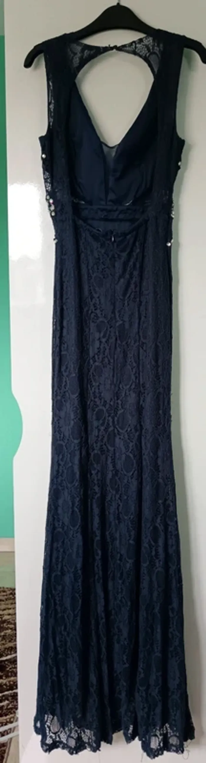 Élégante robe longue bleue en dentelle Taille S - photo numéro 2