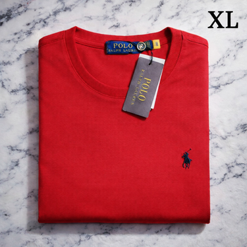 Tee Shirt Ralph Lauren pour Homme - Taille XL - Rouge logo brodé noir - Neuf