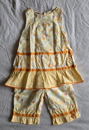 ​DPAM Ensemble Robe et Corsaire Coton Jaune 12 mois