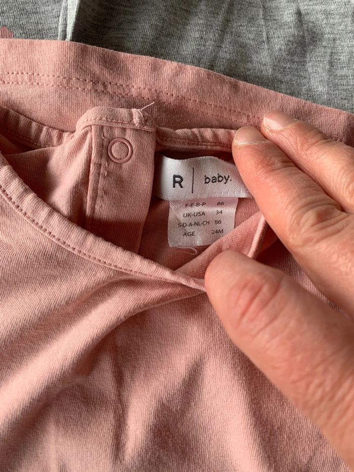 Lot 3 Tee-Shirts R-Baby Rose et Gris 2 Ans - photo numéro 4