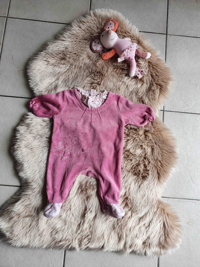 Pyjama chaud mauve sucre d'orge 1 mois
