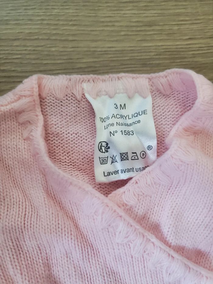 🌴 Ensemble 2 pièces rose cache cœur et pantalon taille 3 mois - photo numéro 2