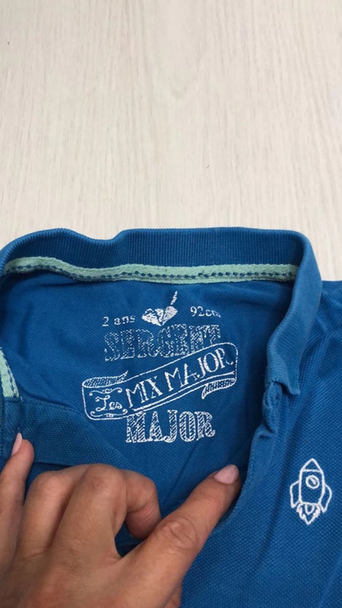 Polo manche courte bleu sergent major 2 ans - photo numéro 2