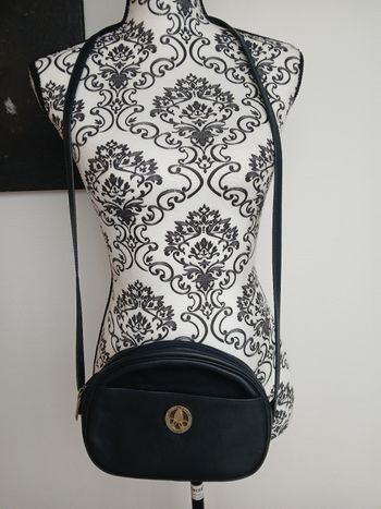 Sac bandoulière vintage pourchet paris bleu marine