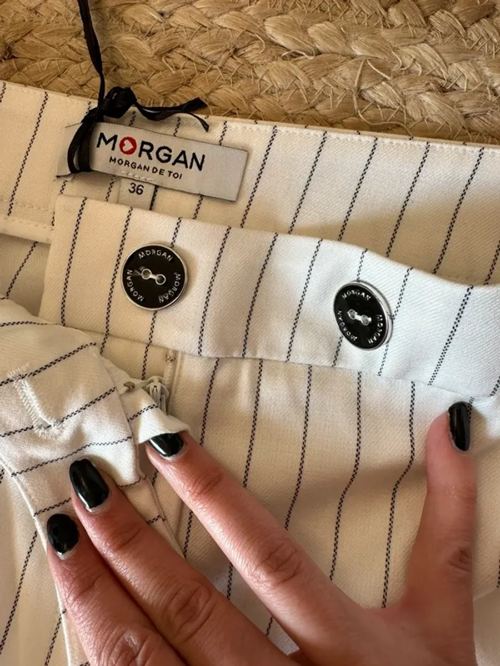 Pantalon Morgan blanc rayé bleu taille 36 neuf - photo numéro 7