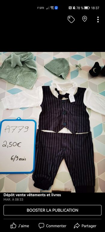 Ensemble garçon 6/9 mois