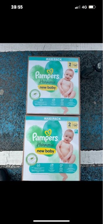 2 cartons couches t2 harmonie Pampers 