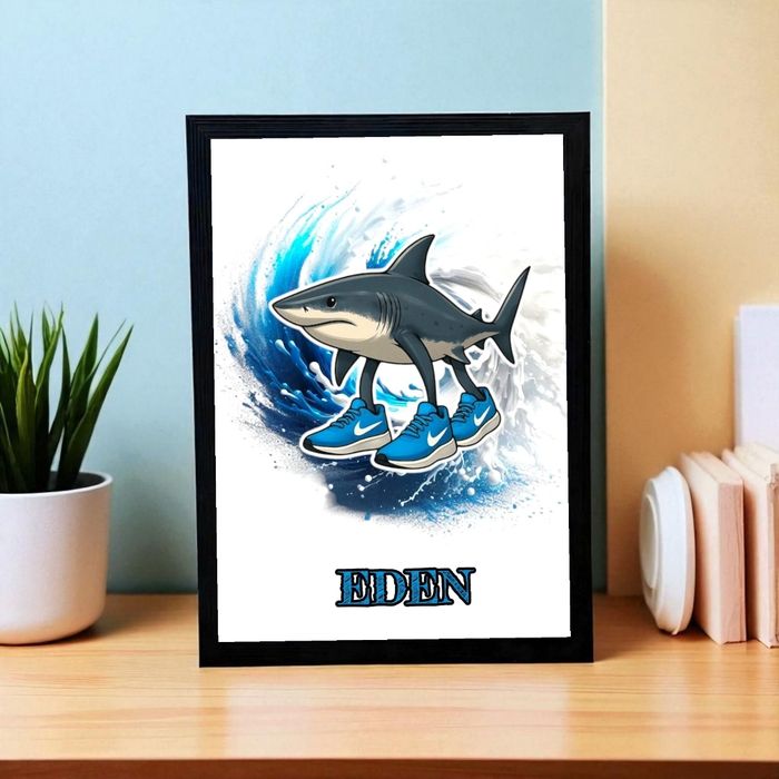 Cadre noir personnalisé avec prénom Tralalero Tralala Brainrot