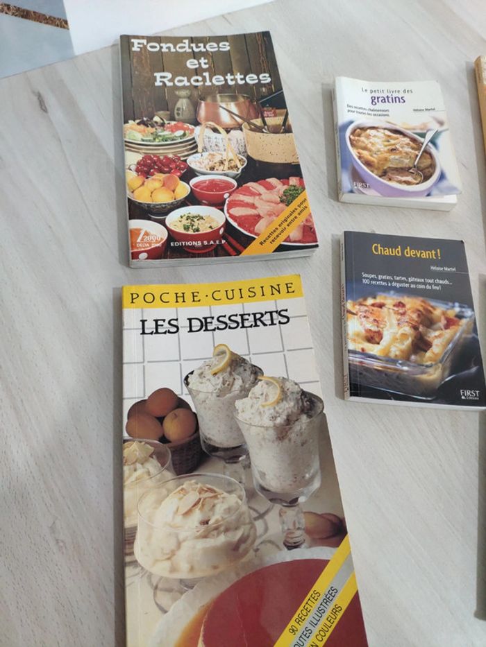 Lot 6 livres cuisine recettes pommes riz desserts fondues raclettes gratins - photo numéro 2