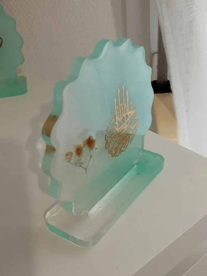 idée cadeau ornement bureau coiffeuse couvre tasse en résine et plantes naturelles abr008 - photo numéro 6