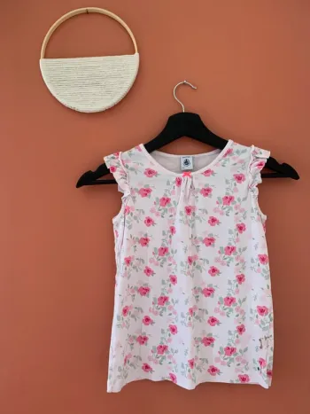 🌹 Débardeur à volants – Petit Bateau – 8 ans