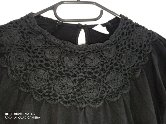 T-shirt fille fantaisie noir brodé, ZARA, taille 11-12 ans - photo numéro 3