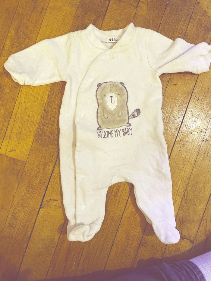Pijama 1 mois blanc marmotte tout doux