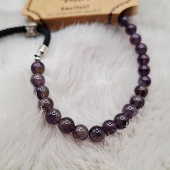 Bracelet perles en améthyst violettes ajustable 