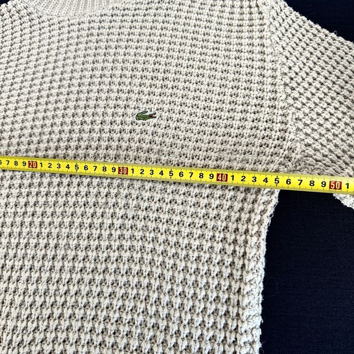 Pull Lacoste Brodé Beige Coton Col Roulé Vintage Maille Épaisse Size S/M - photo numéro 3