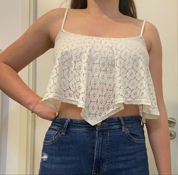 Crop top dentelle blanc fluide 