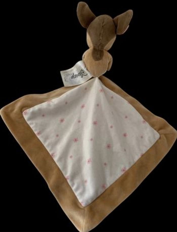 ❤️B5443 Doudou Plat Biche Faon Bambi DISNEY Baby NICOTOY Marron Fleurs Rose - photo numéro 3