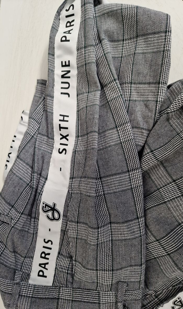 Pantalon Prince De Galles Gris Blanc Bandes Blanches Sixth June - photo numéro 9