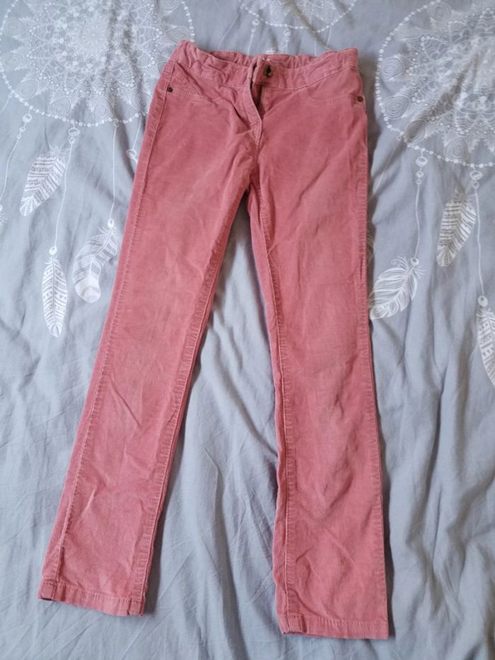 Pantalon skinny en velour rose TAO