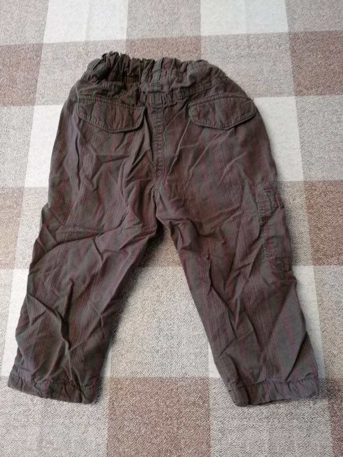 Pantalon 18 mois épais doublé rayé marron/bordeaux kimbaloo - photo numéro 5