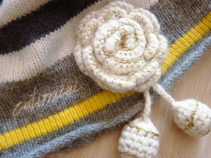 Bonnet Fille angora Catimini T.3 6 ans TBE gris blanc bleu accessoire mode hiver - photo numéro 2