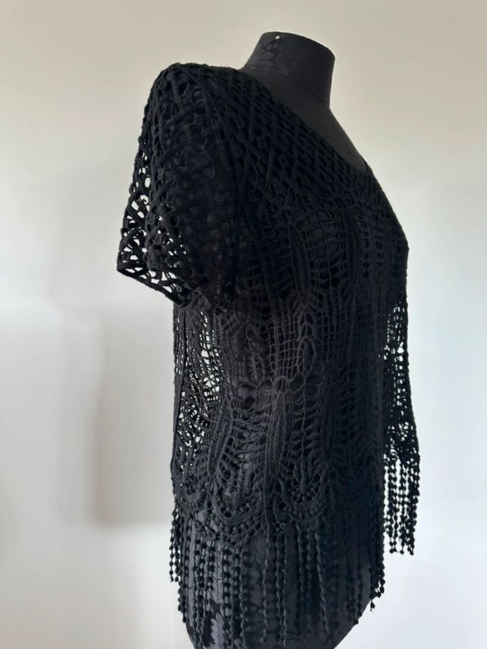Haut en maille crochet noire - photo numéro 2